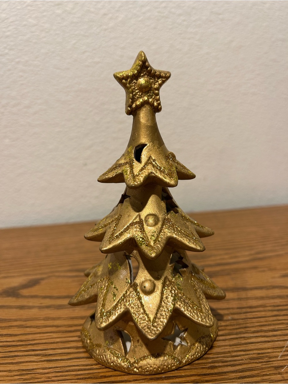 Gold Decorative Ceramic me Christmas Tree Holiday Candle Holder